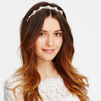 Designer pearl blossom wrap halo headband